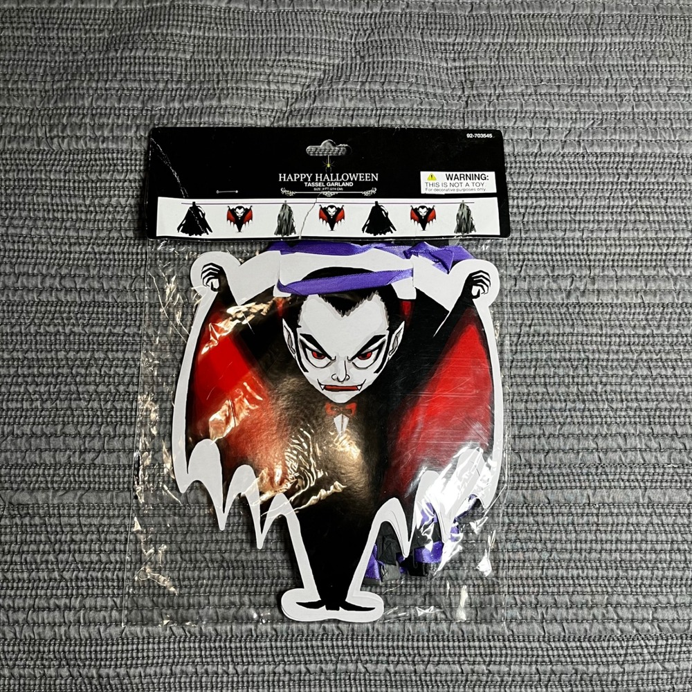 Happy Halloween Vampire Tassel Garland 9ft Spooky Party‎ Decor Momentum Brands